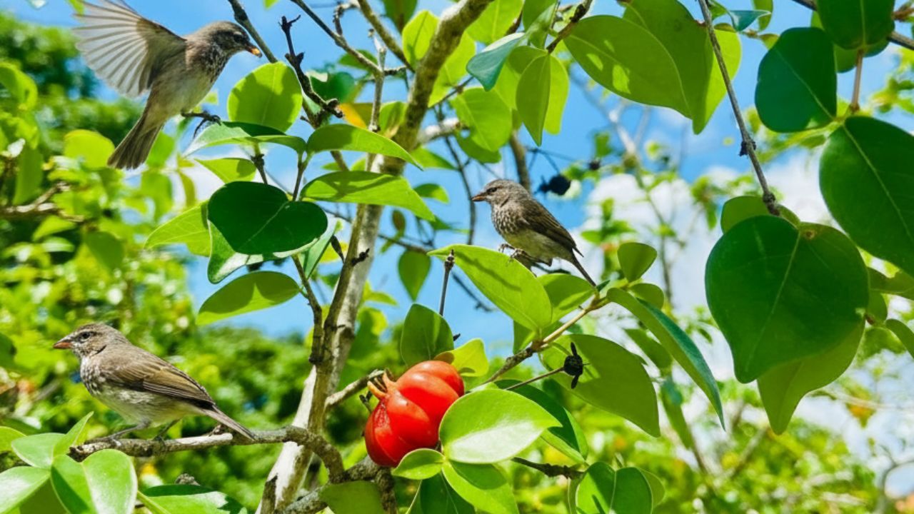 Tem um pé de pitanga em casa? Conheça 3 pássaros que fazem festa no seu quintal