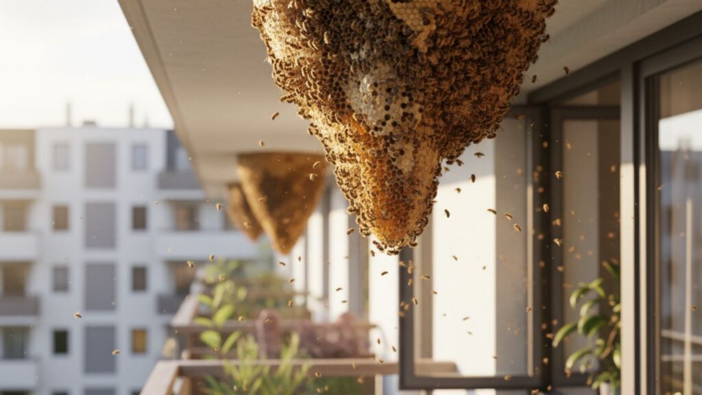 Colmeia gigante no teto obriga família a deixar o próprio apartamento