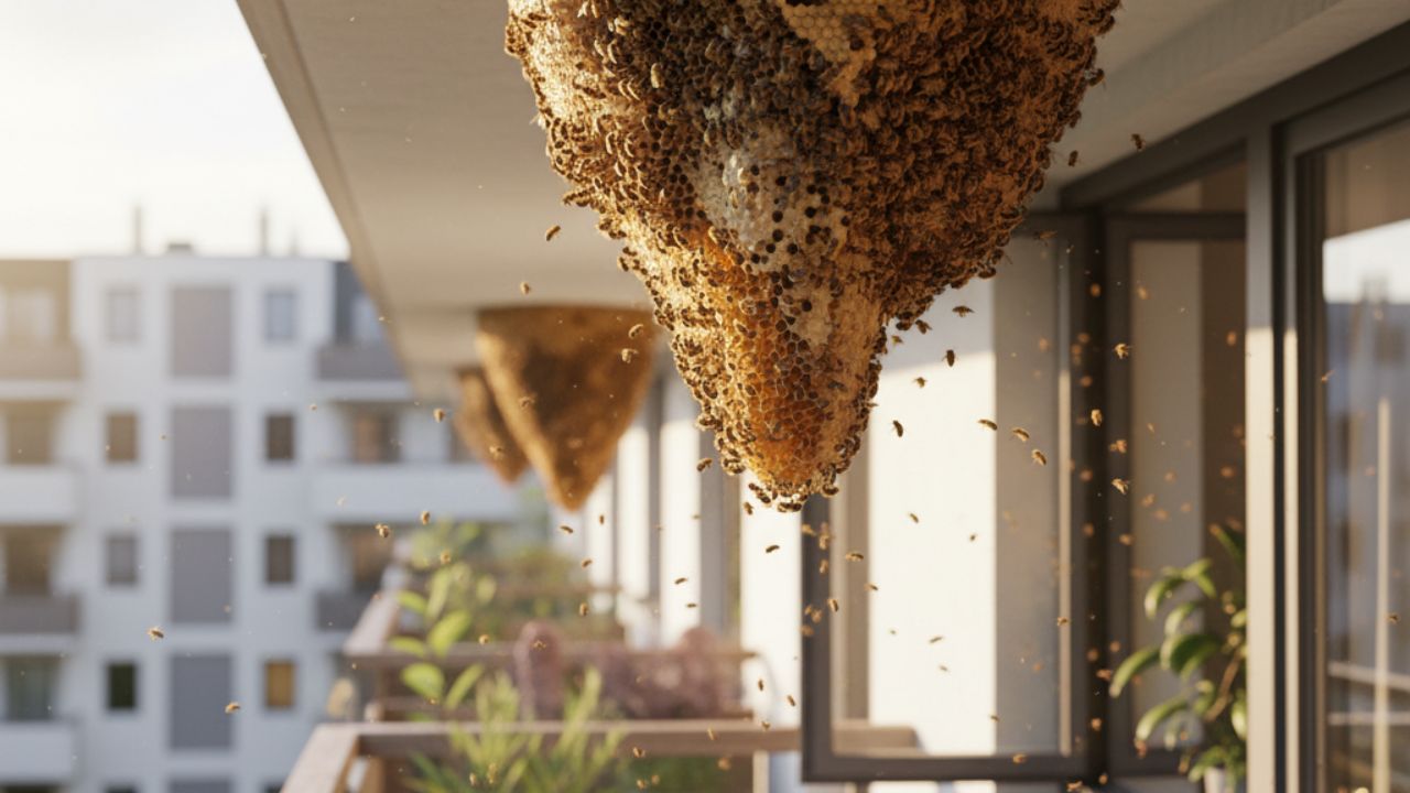 Colmeia gigante no teto obriga família a deixar o próprio apartamento