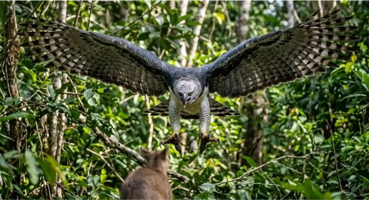 A Harpia desaparece onde a floresta já ruiu e isso tem custo para o clima do planeta